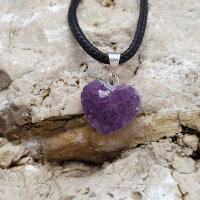 Amethyst Druse Anhänger Herz natur silber mini
